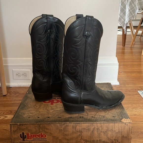 Laredo Western Vintage Black Leather Cowboy Boots - Picture 3 of 5